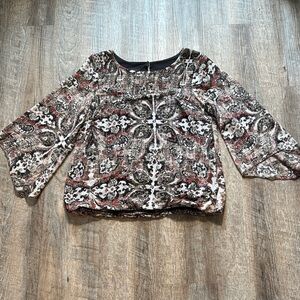 AB Studio Multicolor Paisley Print Scoop-Neck Blouse